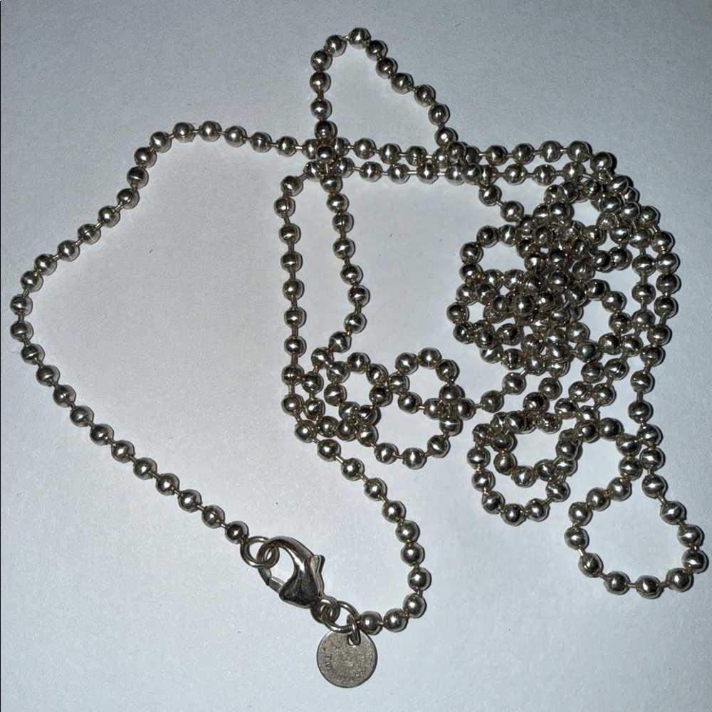 Tiffany & Co 34” Sterling Silver 925 Bead Ball Chain Necklace 3mm Long Layering